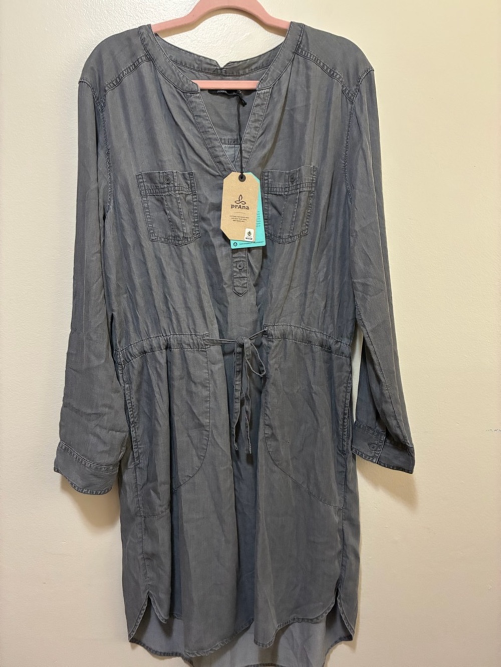 Prana Abbey Shirt Dress Grey Tencel size xl NWT